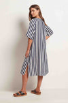 Mela Purdie - Pocket Plaza Dress in Ribbon Stripe Linen