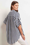Mela Purdie - Relaxed Cuff Shirt in Ribbon Stripe Linen