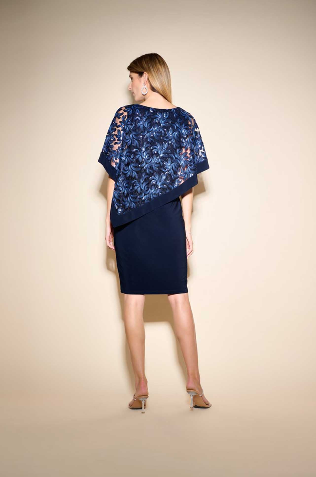 Joseph Ribkoff Sequin Cape Sheath Dress Zambezee