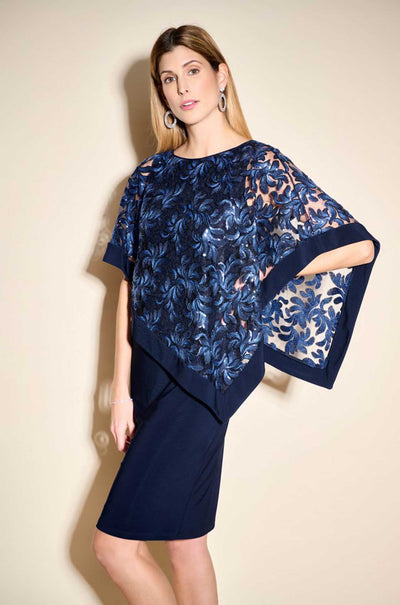Joseph Ribkoff - Sequin Cape Sheath Dress