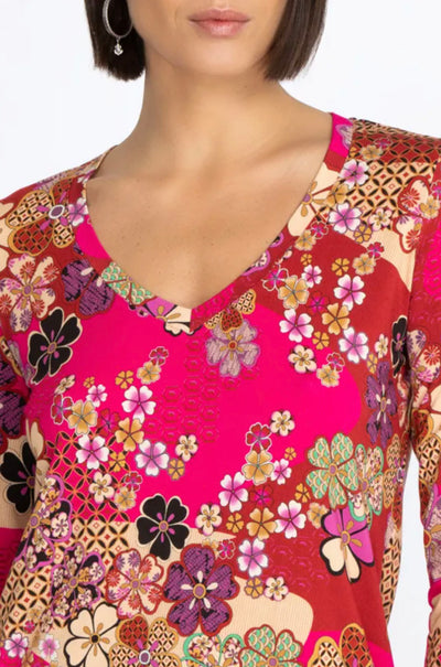 Johnny Was - Yama Favourite 3/4 Sl V-Neck Swing Tee