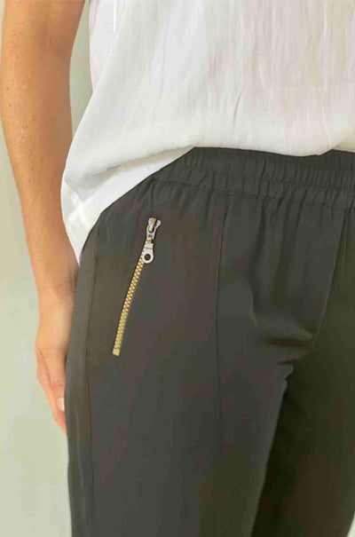 Mela_Purdie_Soft_Zip_Pants_Bottoms_Brass_Zippers_Black_White_Navy_www.zambezee.com.au