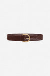 Camilla - Tan Tan Braided Leopard Buckle Belt