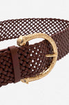 Camilla - Tan Tan Braided Leopard Buckle Belt