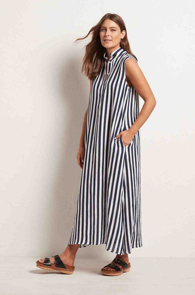 Mela Purdie - Tab Slide Dress in Ribbon Stripe Linen