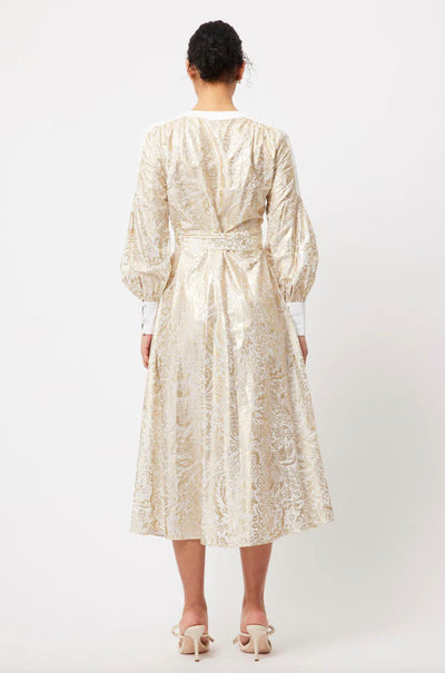 Once Was - Elysian Contrast Panel Coat Dress in Gilded Arcadia
