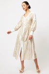 Once Was - Elysian Contrast Panel Coat Dress in Gilded Arcadia