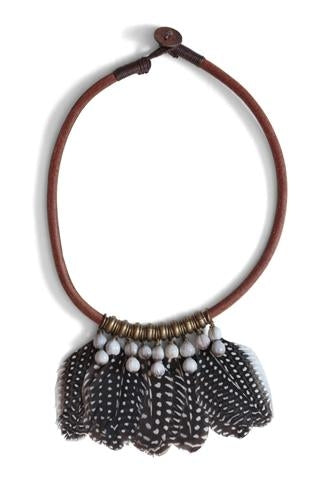Mulberry Mongoose - Guinea Fowl Feather Choker