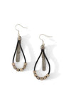 Mulberry Mongoose - Leather Hammered Snare Earrings in Black