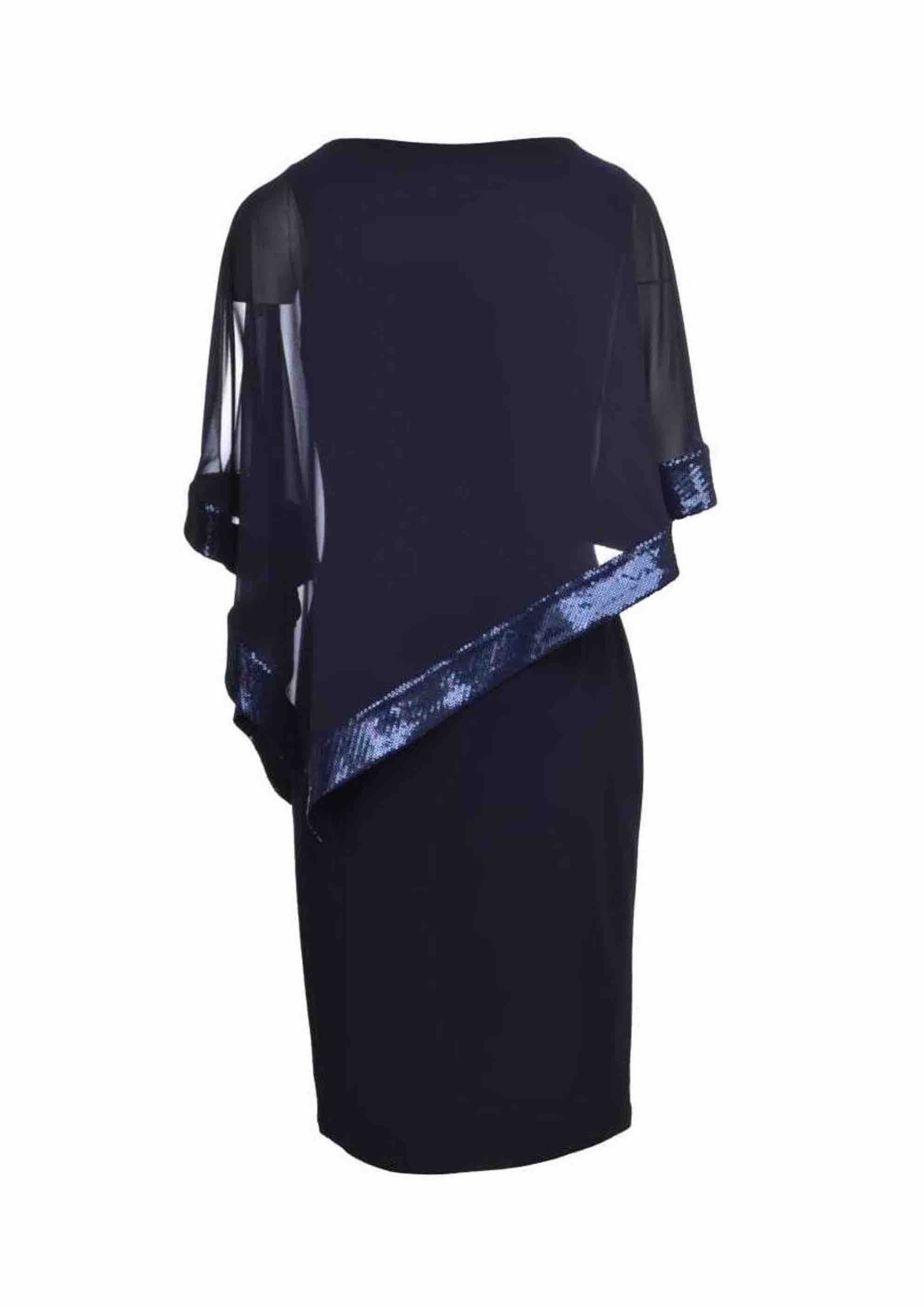Joseph_Ribkoff_Sequin_Trim_Chiffon_Overlay_Dress_www.zambezee.com.au