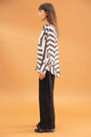 Mela Purdie - Cabana Over-Shirt in Corner Stripe Print Silk